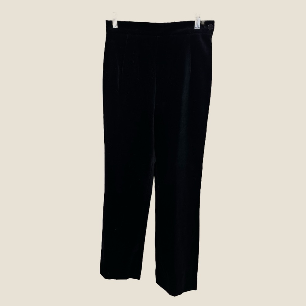 Mondi Gala Vintage black velvet high rise side zip lined straight leg pants EU38